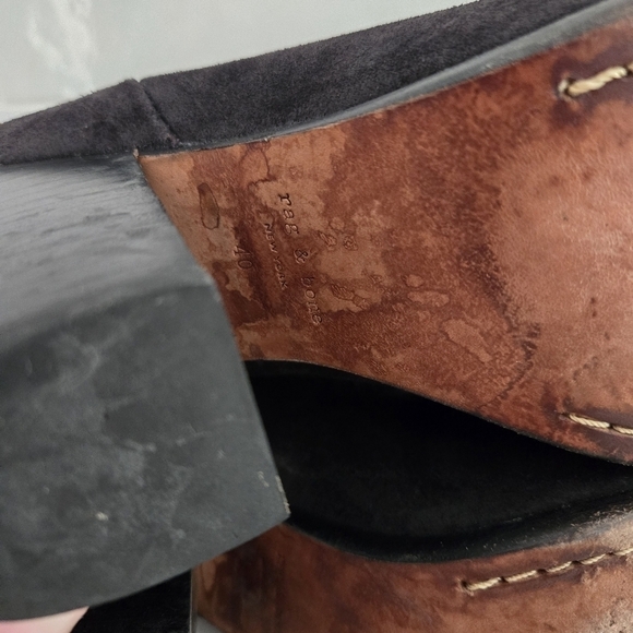 Rag & Bone Classic Newbury Heeled Ankle Boot Asphalt Black Suede Bootie Size 40 - Picture 9 of 11